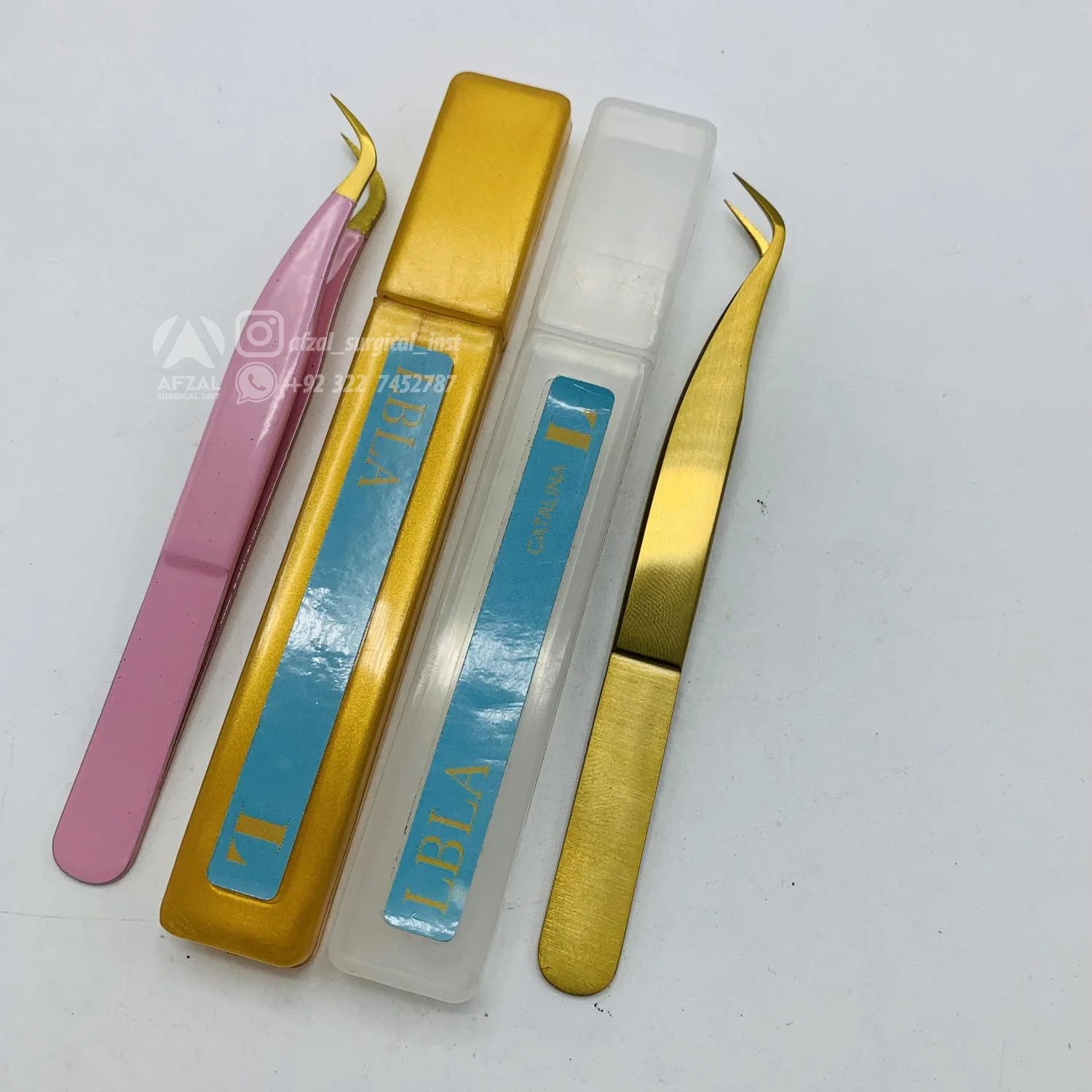 Professional Japanese Sustainable Stainless Steel Eyelash Extension Tweezers Gold-Coated Lash Pointed Fiber Volume Customizable