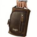 SW Popular Horse Leather Storage Bag Custom Logo 3-layer Zippered Handled Pouch Bag for Business Travel Multi-Layer Travel Bag