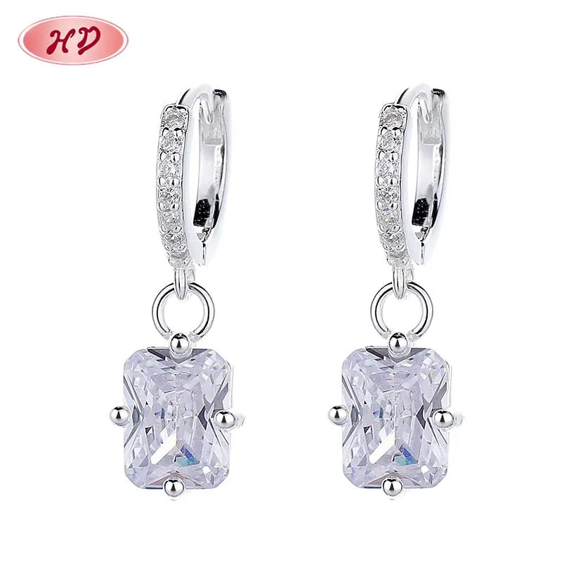 Wholesale Fashion Drop Earrings Sparkling Zircon Silver Style Silver Earrings 925 Sterling