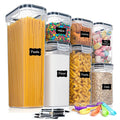 PET Airtight Rectangle Food Storage Containers with Easy Buckle Lids Plastic Kitchen Pantry Organizer for Cereal and Food Items