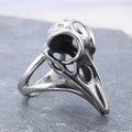 Jewelry Tarnish Free Biker Punk 3D Stainless Steel Mens Odin Crow Bird Raven Ring
