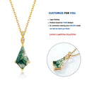 PD019213 Wholesale S925 Sterling Silver Simple Geometric Green Moss Agate Pendant Necklace for Women Jewelry