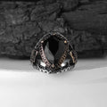 Turkish 925 Sterling Silver Men's Ring Ottoman Style Naturel Black Stone Handmade Fine Jewelry Azuris VALKH1307