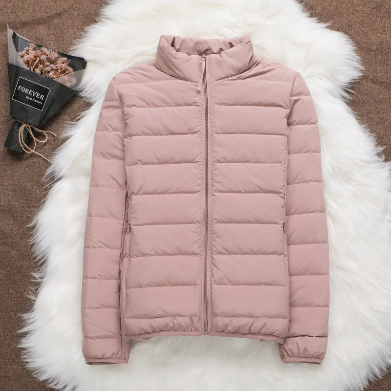 OEM Custom Women's Winter Jacket Wholesale Lightweight Duck down Puffer with Waterproof Feature Formal Jogging Coat