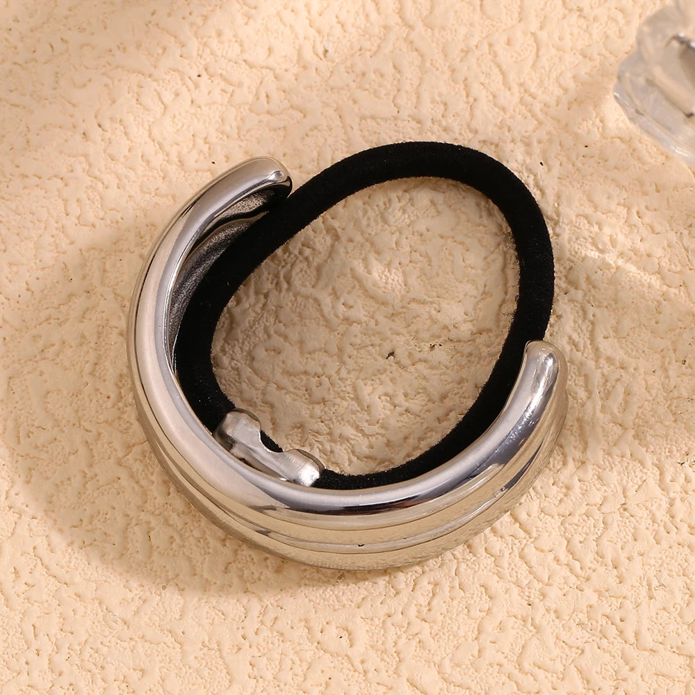 Dreamidea Gold Plated Ponytail Cuff Stainless Steel Hairband Ponytail Holder for Women Elegant Hair Accessories MegaBDM