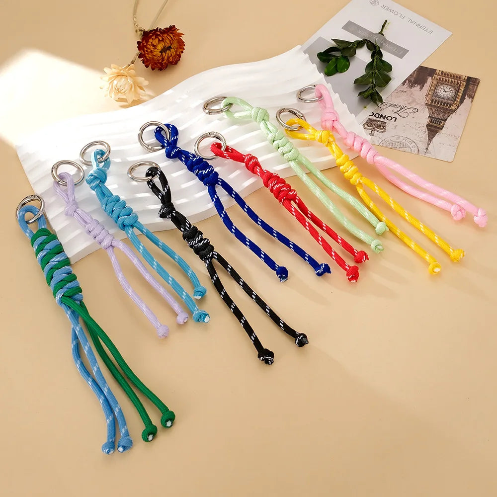 Wholesale Colors Nylon Braided Rope Car Key Chains Bag Charms Rope Braided Lanyard Keychain Diy Rope Keychain Accessories