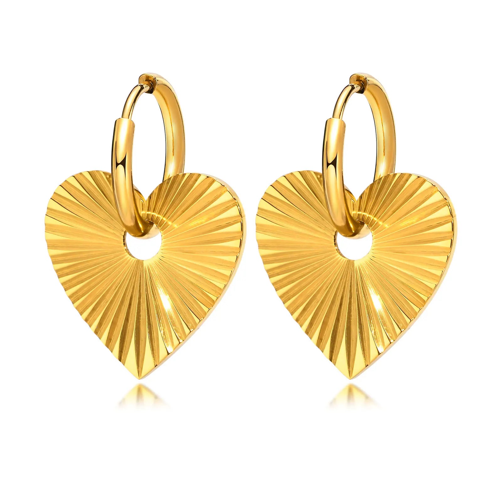 18K Gold Plated Stainless Steel Geometric Huggie for Women Trendy Chrome Heart Design Zircon Exaggerated Chrome Heart Jewelry