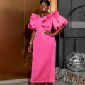 Wholesale Cute Short V Neck Puff Sleeves Ruffle Cocktail Dress Lady