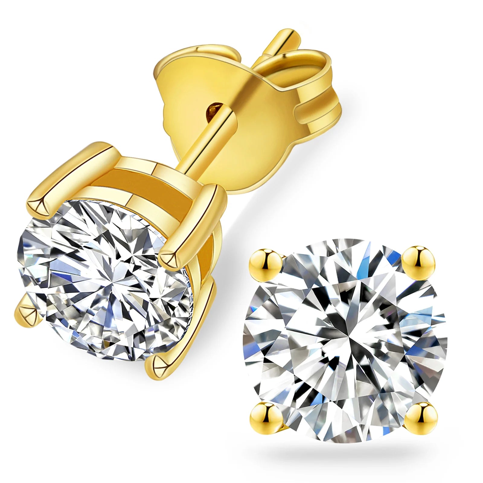 2 Carat Total Weight Diamond Stud VVS2 Clarity IGI Certificate Lab Grown Diamonds CVD Round Cut 4 Prongs 18k Real Gold Earring