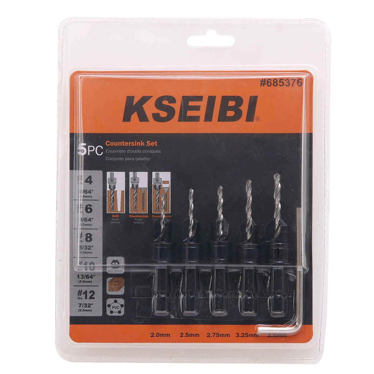 KSEIBI Best Seller COUNTERSINK DRILL BITS 5pcs for Drilling