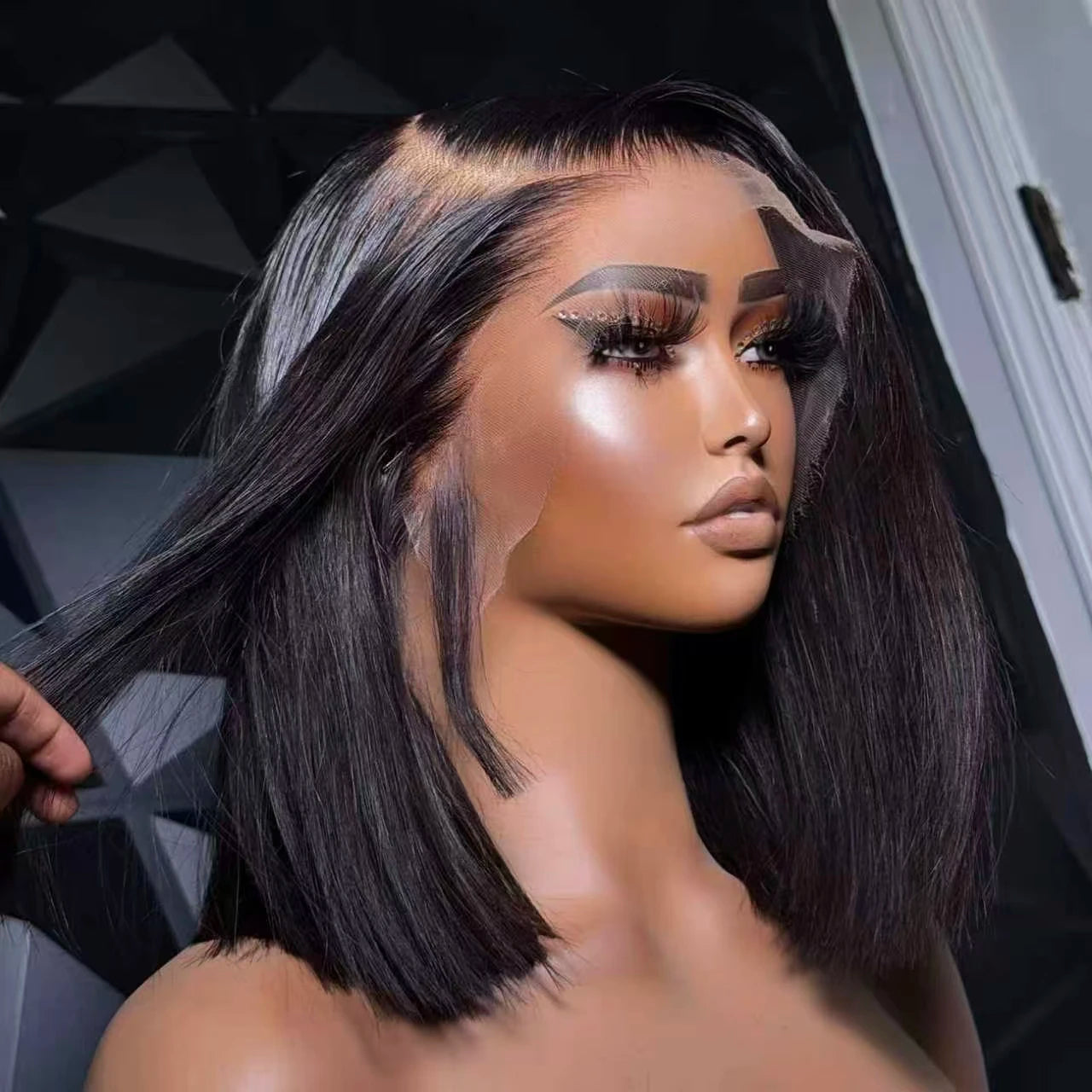 HD Lace Pre Plucked 13x6 Lace Vietamese Human Hair Wig for Black Women Bob Bone Straight 200% Glueless Full Lace Frontal Wigs