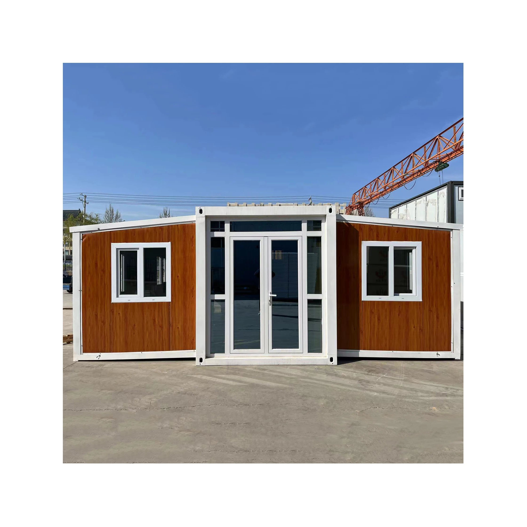 Granny Flat Wood-Grain 40 Ft Expandable Container House 20 Ft Prefab Mobile Villa Home Steel Bedroom Toilet Office Building
