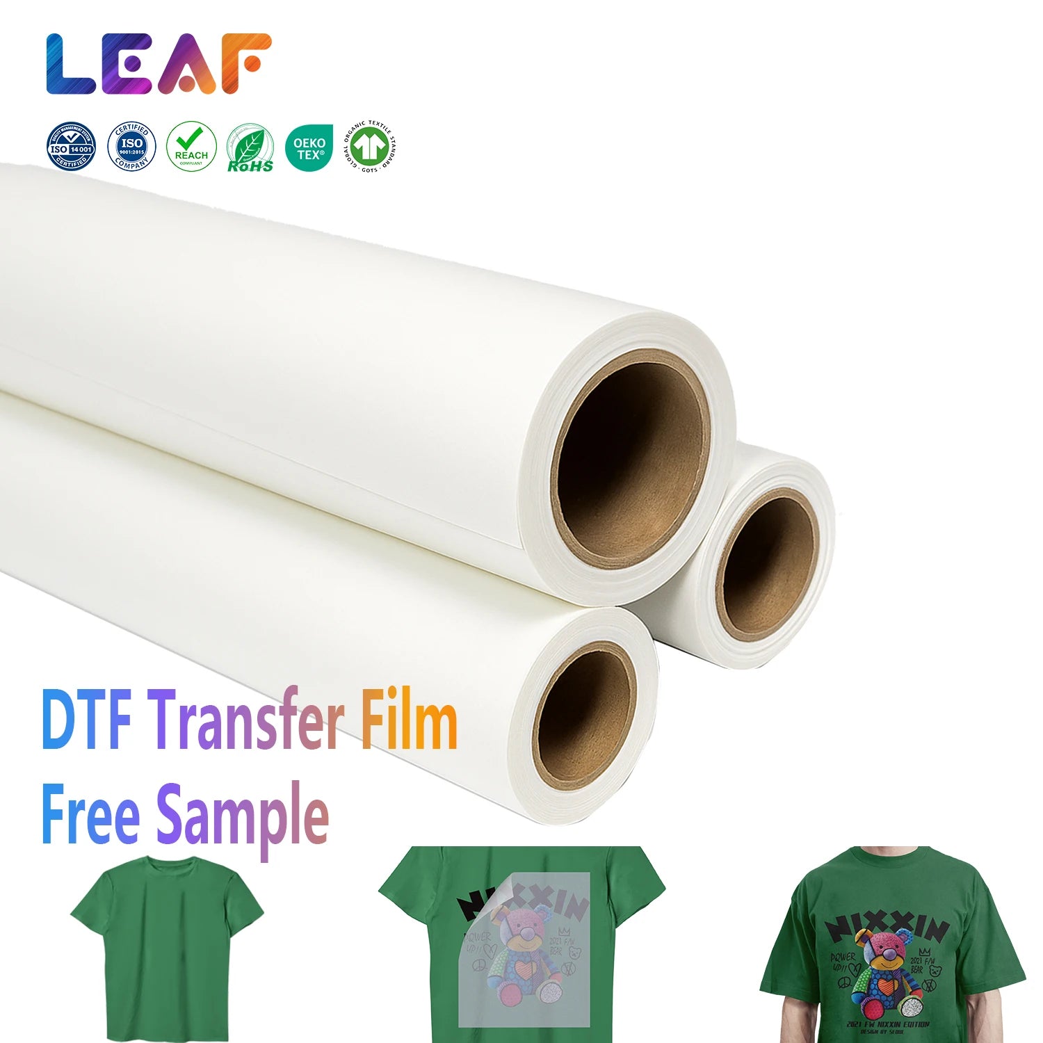 LEAF DTF Printing Film Hot Peel DTF Pet Film 60cm 30cm 33cm A3 Double Side Pet Film Roll for DTF Printer