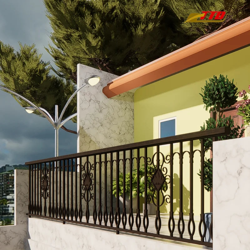 Modern Wrought Iron Decorative Balcony Railing Designs with Artisan Detail and Long-Lasting Safety for Residential Use