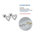 LE116 Skeleton Heart CZ Zircon Designer Fine Jewelry 925 Sterling Silver Minimalist Vintage Fashion Stud Earrings for Women Girl