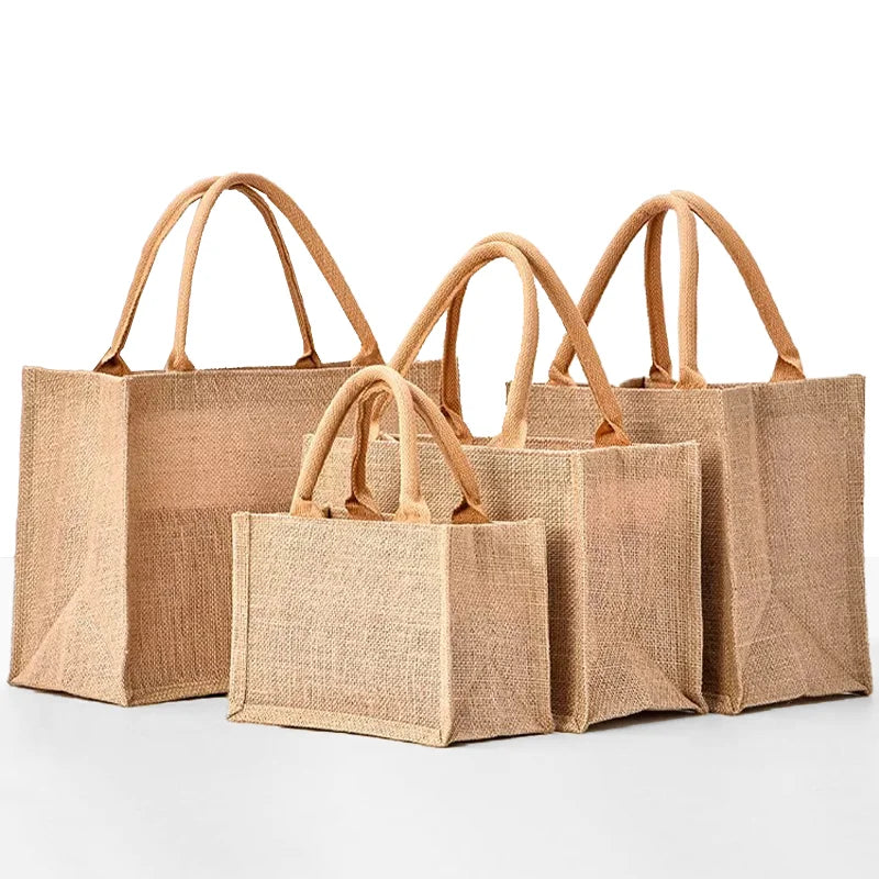 Wholesale Eco-Friendly Jute Shopping Bags with Custom Print Logo - Cute Reusable Grocery Tote Bags for Retail Promotional Gifts