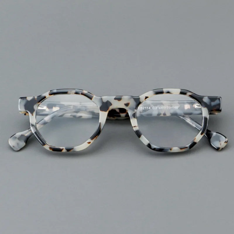 Retro Geometric Acetate Eyeglasses Bold Polygon Prescription Frames with Unique Curved Temples MegaBDM
