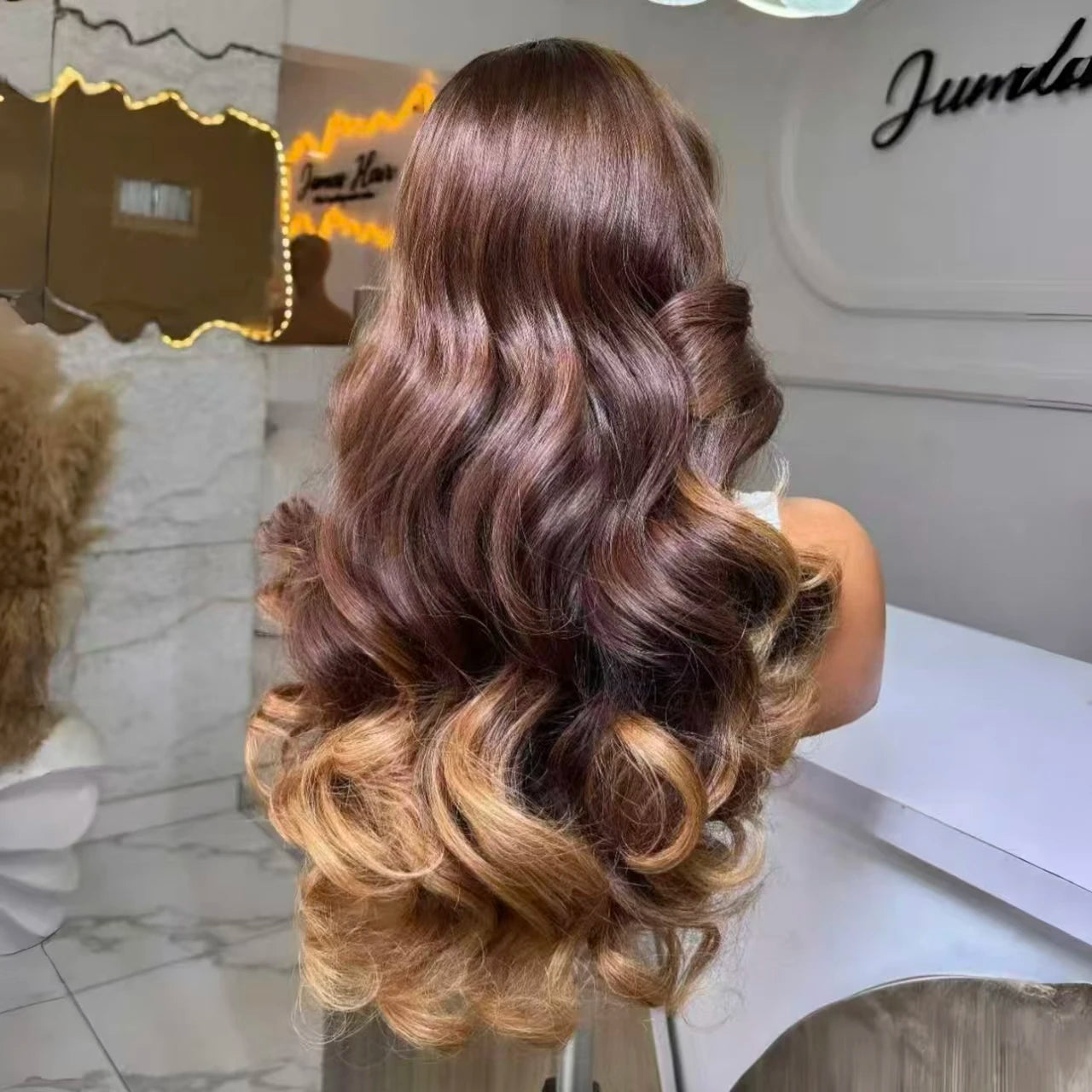 Root Color Brown and Blonde 5x5 HD Lace Frontal Wig Vietnamese Human Hair Bleached Knots 200% Luxury Wig