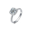XJZ003 1ct 6.5mm VVS D Colorful Cushion 18K White Gold Plated 925 Silver Moissanite Gorgeous Engagement Ring Claw Setting