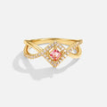 Low MOQ Wholesale Jewelry Women 925 Sterling Silver pink Crystal Ring Gold Plating