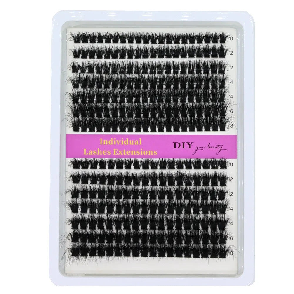 The Most Popular 14 Rows 3D Soft Thick Black Cluster Eyelashes 40D-200D Fluffy Segmented False Eyelashes DIY Lashes