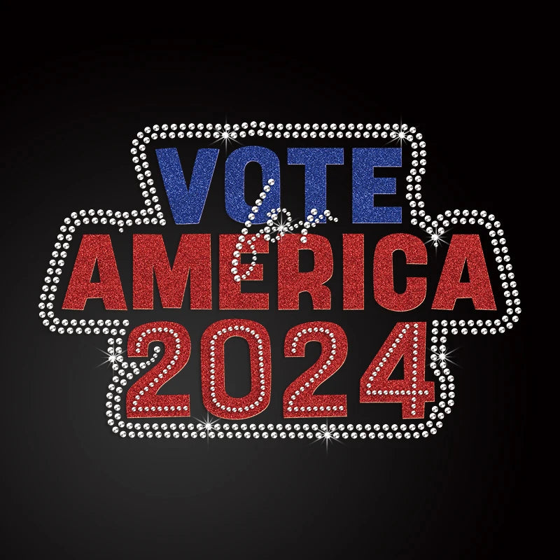 2024 New Arrivals 2024 President Election Hotfix Custom Rhinestone Transfer