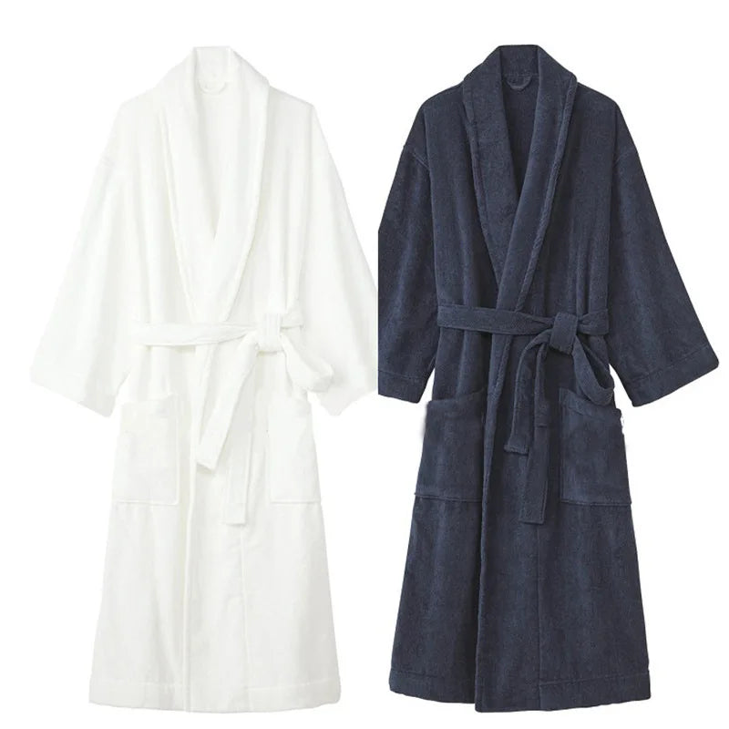 Oem Custom logo Design with Men and Women Cotton Towel Material Fattened Bathrobe Nightgown Medium Thick Absorbent Bathrobes