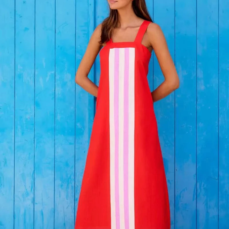2025 Summer Casual Long Dress Beach Vacation Style Spaghetti Strap Dress Dresses Women Lady Elegant Online Retailer