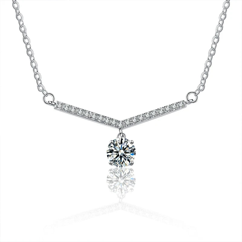 SMT004 Luxury Round Pendant Moissanite Necklace Chain 925 Sterling Silver Jewelry Elegant Moissanite Diamond Pendant for Women