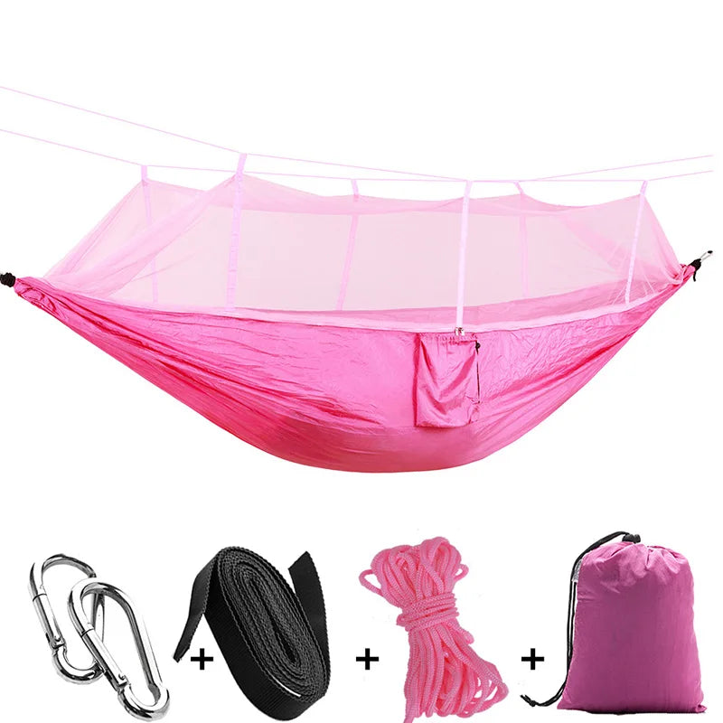 Open Air Breathable 210T Nylon Lightweight Parachute Mosquito Net Hammock Outdoor Furniture for Camping Travel Hiking