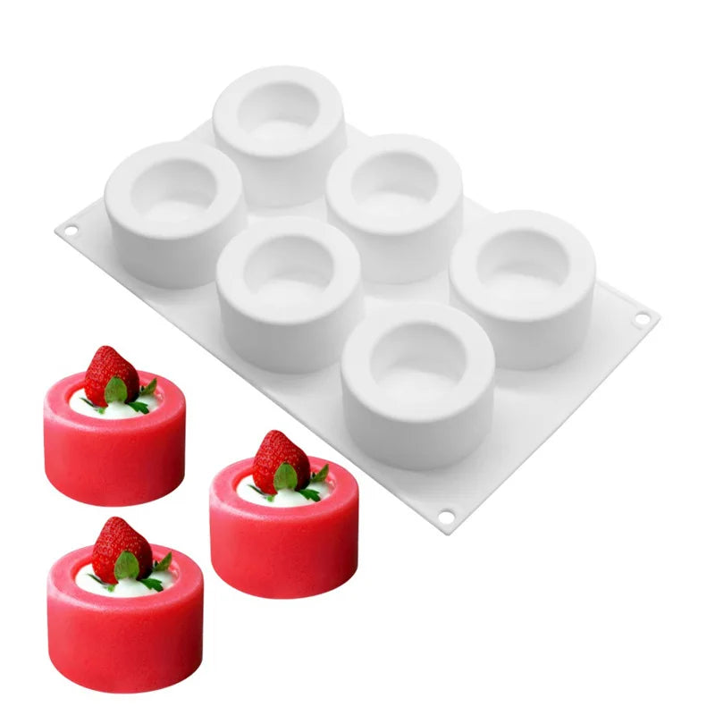 6 Holes Pudding Cup Art Cake Mould Pan 3d Silicone Mold Mousse Chocolate Mould