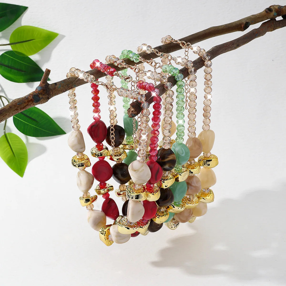 PFT Fashionable Acrylic Bead Necklace Paired with Crystal Light Luxury High-end Exaggerated Sweater Chain Accessory MegaBDM