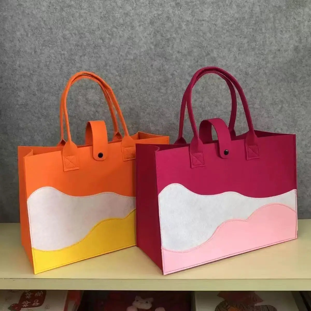 MU Hot Selling Mountain peak Handbag Felt Bag Carved Gift Bags Handbag Grocery Reusable Felt Tote Shopping Bag MegaBDM