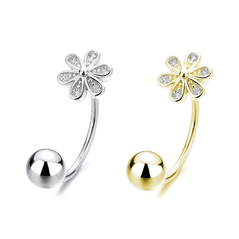 EH1582 925 Sterling Silver Piercing Earrings Romantic Five-petal Flower Fashion Teen Stud Earrings Women Simple Wedding Jewelry