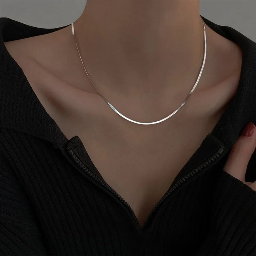 925 Sterling Silver Herringbone Snake Chain Necklace Gold Plating Wholesale