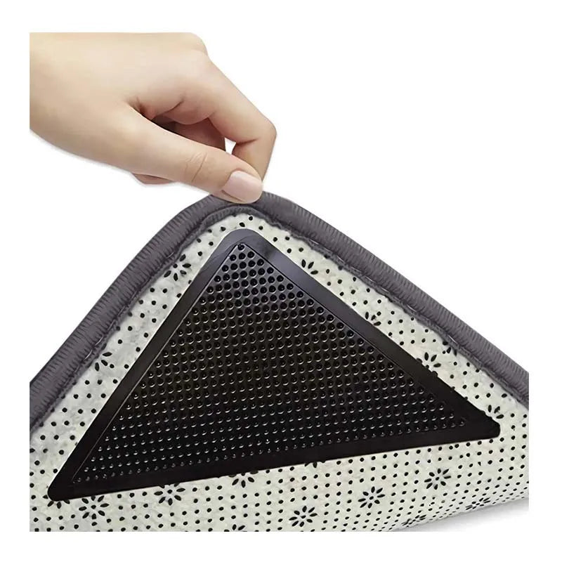 4pcs Rug Grippers Triangle Non Slip Rug Gripper Washable Double Sided Removable Anti Curling Rug Grips Non Trace Gripper Carpet