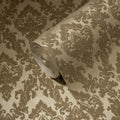 Germany Modern Luxury Velvet Flock Damask Brown Non Woven Wallpaper Rolls Wash-Resistant Sound-Absorbing Hotel School Living