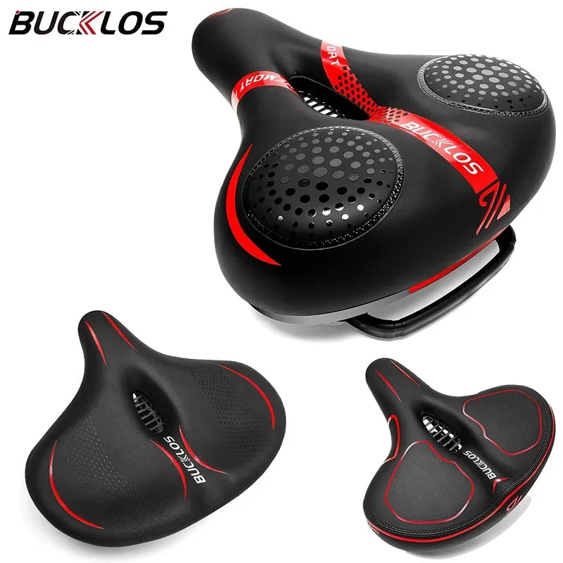 BUCKLOS Wide Bicycle Saddle Shockproof Cycling Seat Comfortable Big Bum Non-slip Soft Cushion Thicken MTB Road Bike Saddle