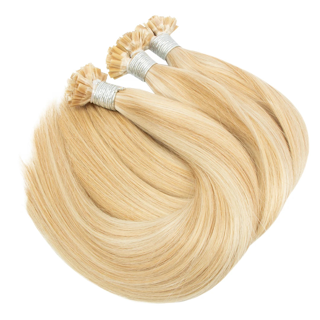 Highlight Flat Tip Keratin Hair Extension Raw Russian 50g Per Pack Silky Keratin Blonde Hair Extension