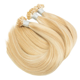 Highlight Flat Tip Keratin Hair Extension Raw Russian 50g Per Pack Silky Keratin Blonde Hair Extension