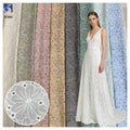 YX1298 Openwork Woven Pure 100 Cotton Embroidered Lace Fabric for Women's Dress Elegant White Cotton Lace Fabric