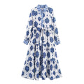 European and American Style 2025 New Wholesale Fashionable and Elegant Women's Printed Single-breasted Waist-cinching Long Dress