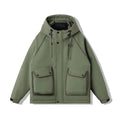 Men's Heavy-Duty Winter Puffer Coat Hood Workwear-Style Jacket for Extreme Cold Protection Canvas Outdoor Cycling Couple's