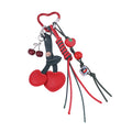 Mengda Creative Cute Leather Cherry Strawberry Heart-shaped Keychain Fashion Personality Pendant Car Bag Charm Ornament