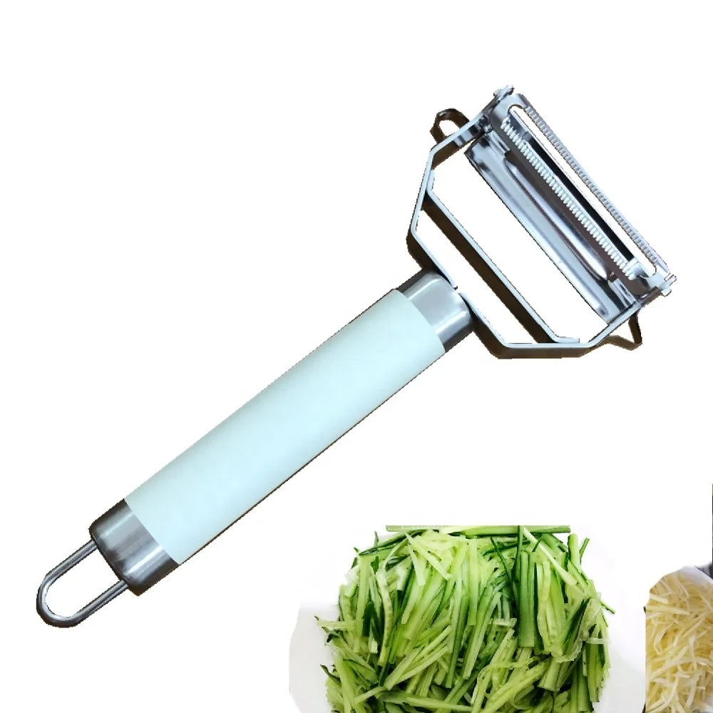 2024 Dual-Headed Stainless Steel Vegetable Peeler Multifunctional 2-in-1 Slicer Melon Planer Metal Cutter for Fruit Potatoes
