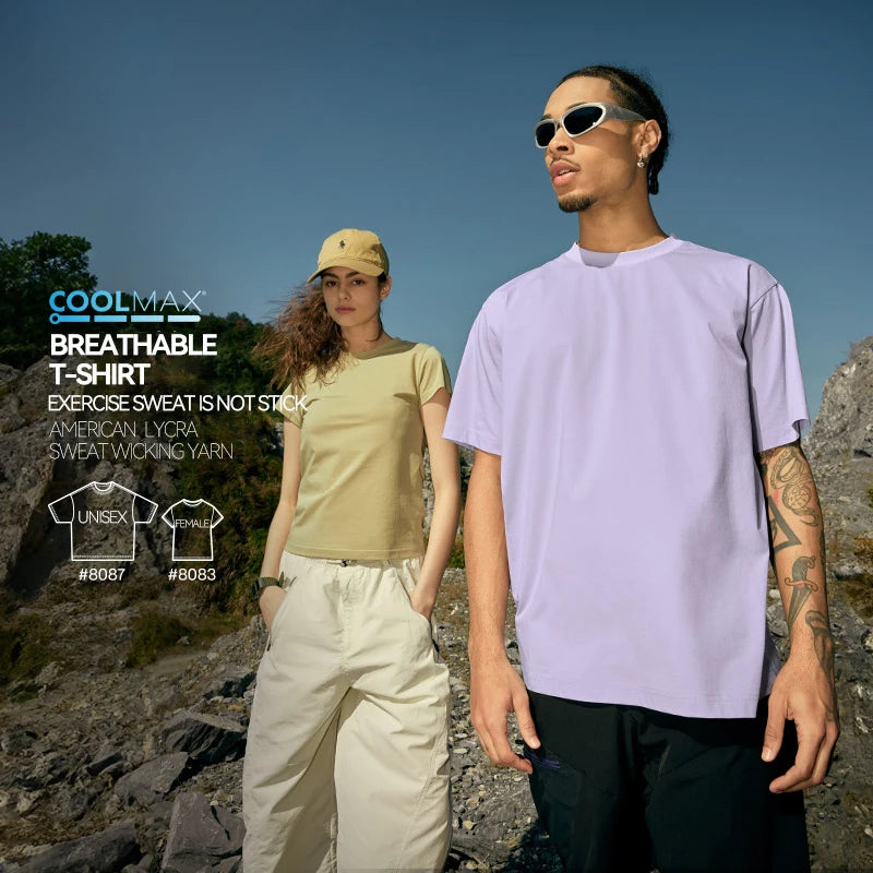 QUICKSHOW Stock COOLMAX Breathable T Shirt Quick Dry Men T-shirt Unisex Sport Black Custom White T Shirt Men's T-shirts