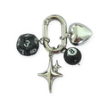 Mengda Exquisite Retro Black Lucky Dice Chain Keychain Fashionable Bag Pendant Student Backpack Hanging Accessories Wholesale