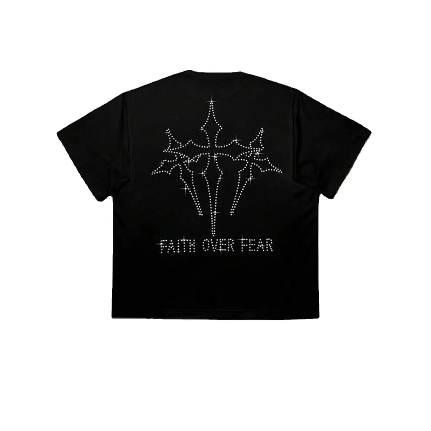 Faith Fear Custom Graphic Oversized Streetwear Heavyweight 100% Cotton Worsted Fabric Hip Hop Men's T-Shirt