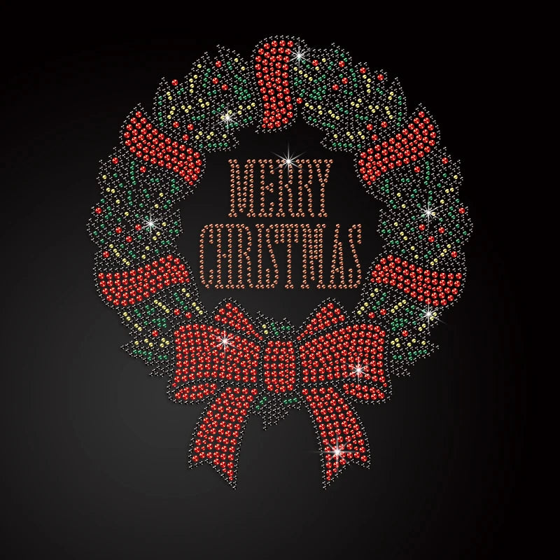 Hot Sales Christmas Rhinestone Heat Transfer Rhinestone Transfer Design