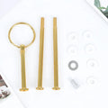 3-Tier Round Gold Metal Cake Tray Stand with Handle Cupcake Dessert Plate Hardware Fitting Rod Stand for Wedding Parties